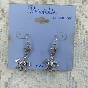 Periwinkle by Barlow Silver Tone Sea Turtle Dangle Earrings